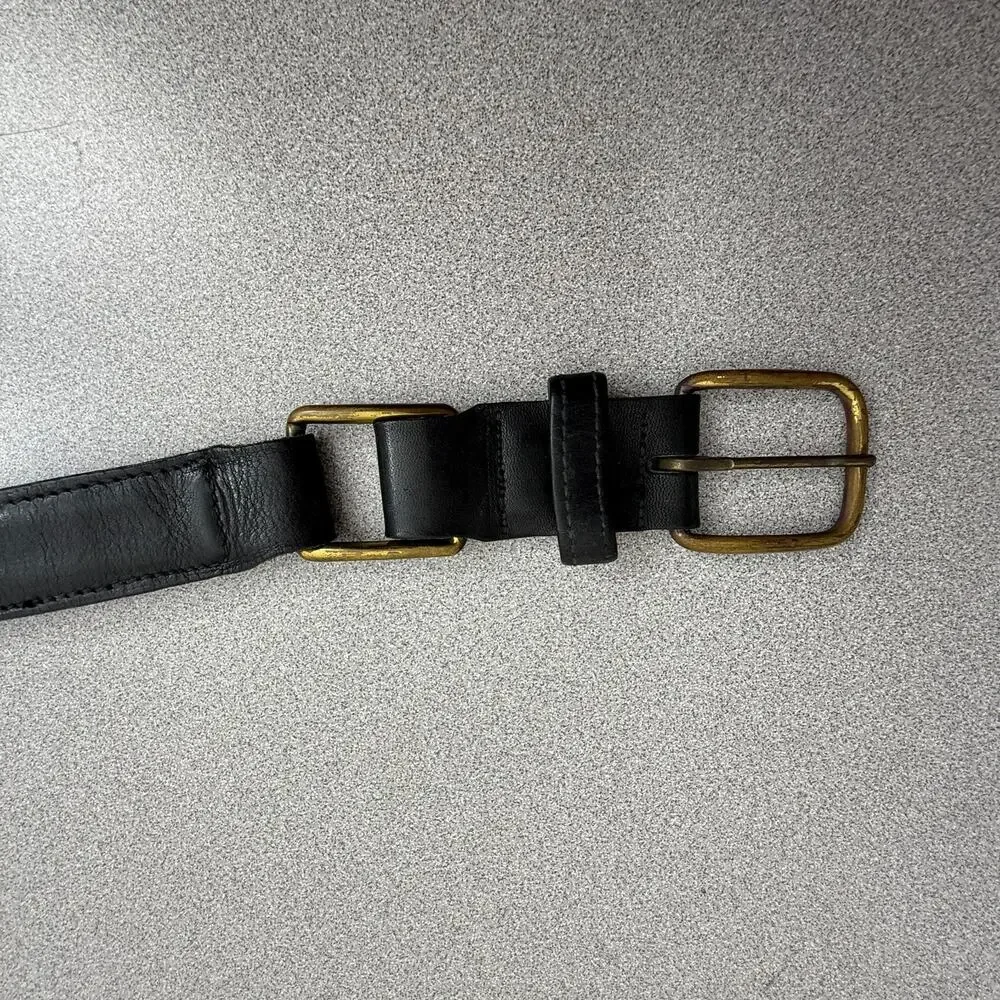 Vtg Levis Harness Leather Belt Mens Size 36 Brown Brass Buckle 1
